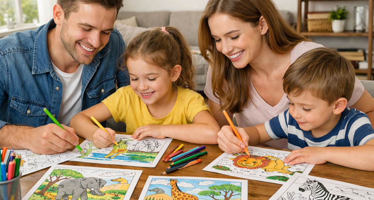 coloriage le Roi lion en famille