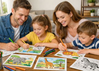 coloriage le Roi lion en famille