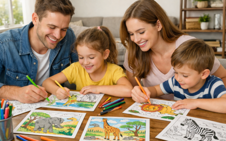 coloriage le Roi lion en famille