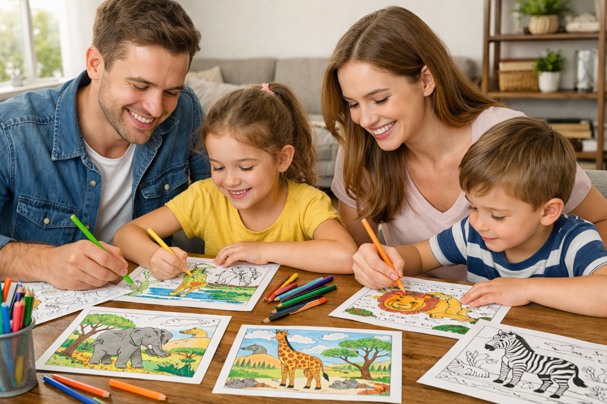 coloriage le Roi lion en famille
