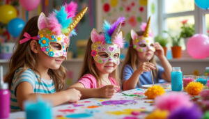 Hifot Lot de 12 couronnes de licorne et masques d'animaux pour enfants - Masques à colorier vierges - Kit de bricolage pour jeux de fête d'enfants et anniversaires d'enfants