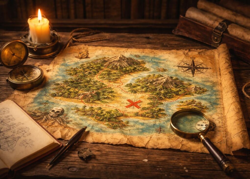 découvrez comment un dessin en couleur d'une carte au trésor peut donner vie à votre récit d'aventure, en captivant vos lecteurs et en enrichissant votre histoire.