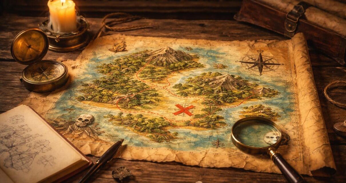 découvrez comment un dessin en couleur d'une carte au trésor peut donner vie à votre récit d'aventure, en captivant vos lecteurs et en enrichissant votre histoire.