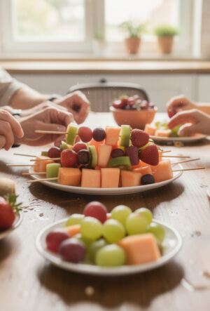 découvrez comment créer des brochettes de fruits savoureuses tout en profitant d'activités ludiques en famille. un moment convivial et amusant pour petits et grands !