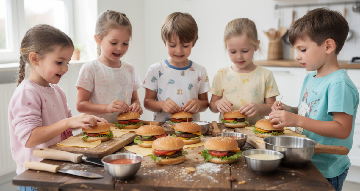 découvrez notre atelier mini-burgers rigolos, un guide complet pour organiser une fête d'enfants mémorable avec des recettes amusantes et faciles à réaliser.