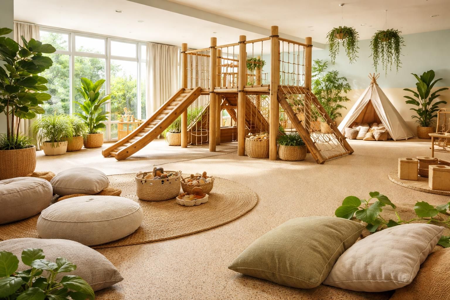 découvrez comment intégrer des matériaux écologiques dans un terrain de jeu intérieur pour créer un espace sûr, durable et respectueux de l'environnement.