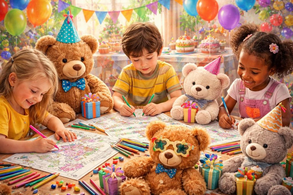 découvrez des idées originales de coloriage de nounours pour rendre les fêtes d'anniversaire encore plus joyeuses et créatives. activités ludiques et amusantes pour petits et grands !